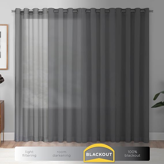 ECLIPSE Andover Solid Tripleweave Thermal Blackout Grommet Curtains for Bedroom (2 Panels), 42 in x 54 in, Beige