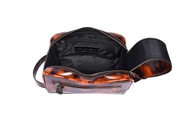 10 Premium Leather Toiletry Travel Pouch With Waterproof Lining | King-Size Handcrafted Vintage Dopp kit By Aaron Leather Goods (Canary Brown)