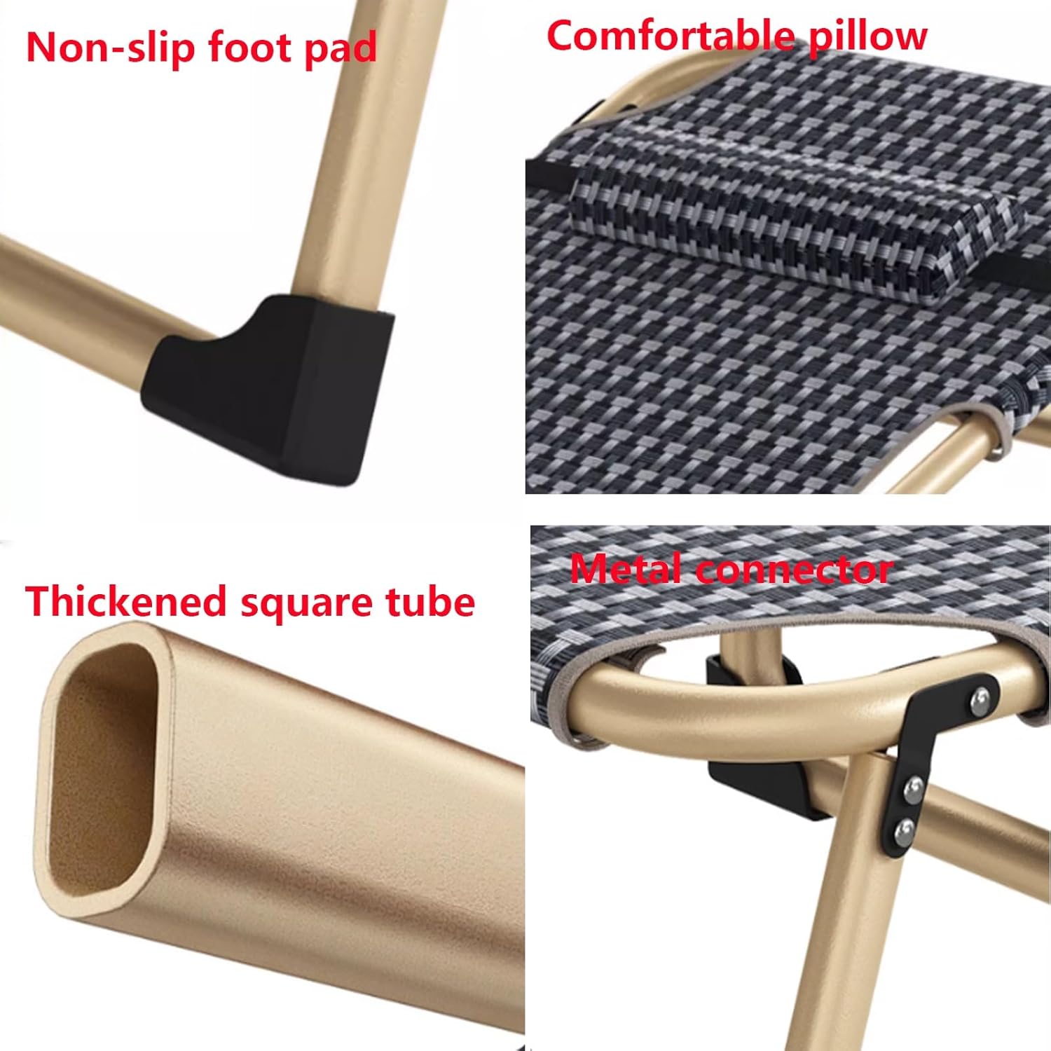 Extra Wide Camping Cot for Adults, Folding Reclining Chair with Pillow Portable Guest Bed for Sleeping Multi Use Fold Up Bed with Adjustable 4-Positions for Home, Office Bedroo