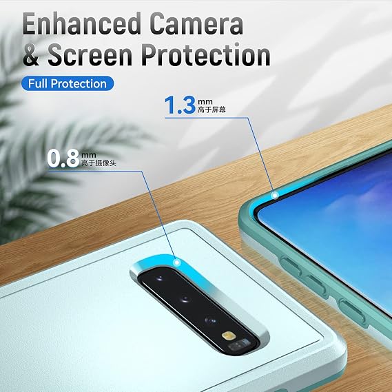 for Samsung Galaxy S10 Case,with HD Screen Protector [Military Grade Drop Tested] Heavy-Duty Tough Rugged Shockproof Protective Case for Samsung S10, Green