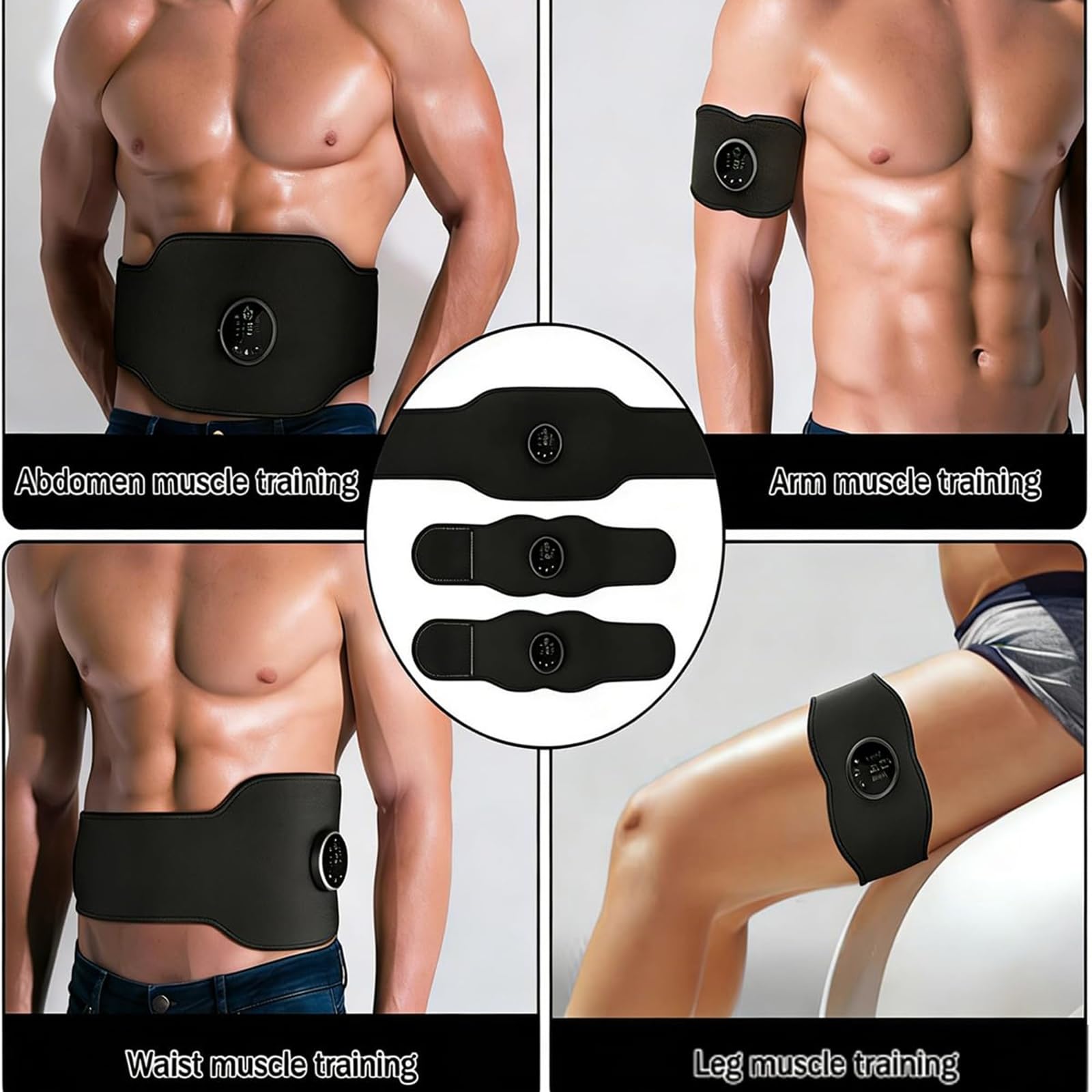Elettrostimolatore per Addominali EMS Stimolatore Muscolare, 12 modalità e 19 Livelli di Intensità Regolabili. Adatta per Allenamenti Addominali, Braccia e Gambe