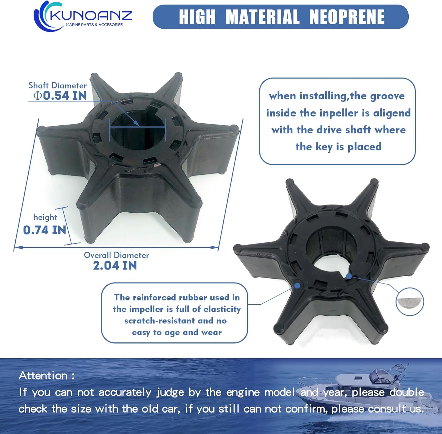 6L2-W0078-00-00 18-3431 Water Pump Impeller Repair Kit For Yamaha Sierra 25 HP 25HP 2-Stroke Outboard 1988-2009