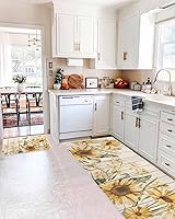 Vista 2 de 2 tapetes de cocina acolchados antifatiga con girasol, impermeables, antideslizantes, lavables, para interiores y exteriores, girasol en tablero