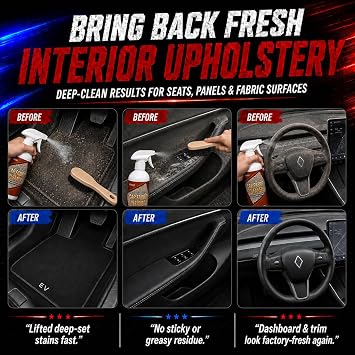 Car Upholstery & Carpet Cleaner Spray, No-Rinse Foam for Interior Fabric