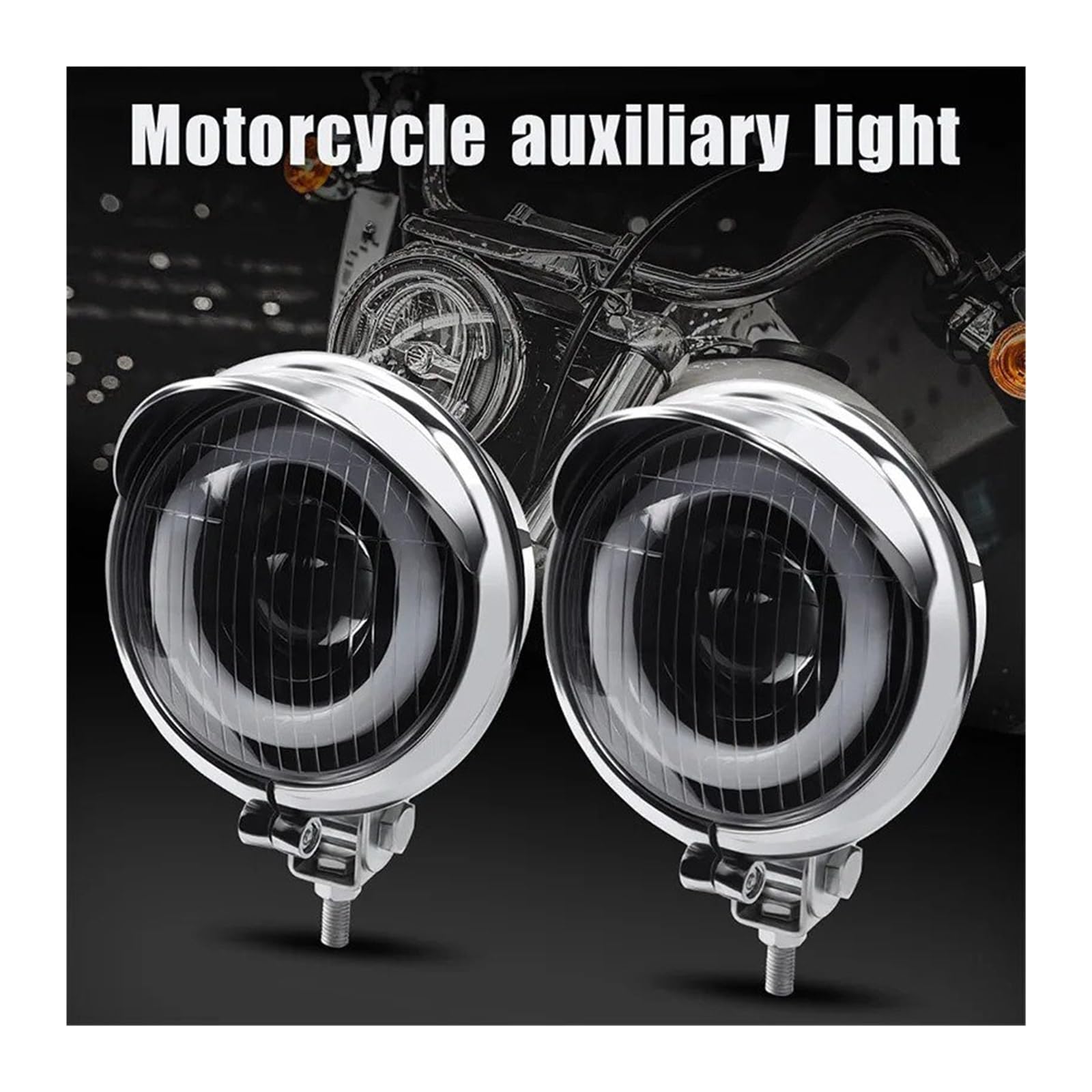 Faros para motocicleta Para Chopper Para Bobber Foco LED Para Motocicleta Luz De Marcha Auxiliar Blanco Cromado 12V 2 Unidades