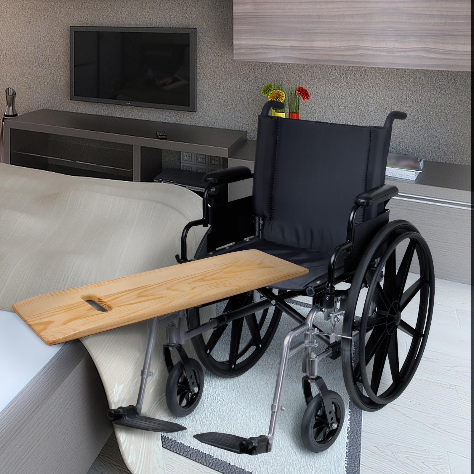 Tavola di trasferimento e tavola scorrevole con manici, realizzata in legno resistente, aiuto per la mobilità per anziani, handicap, può contenere fino a 226,8 kg, 61 x 20,3 x 1,9 cm