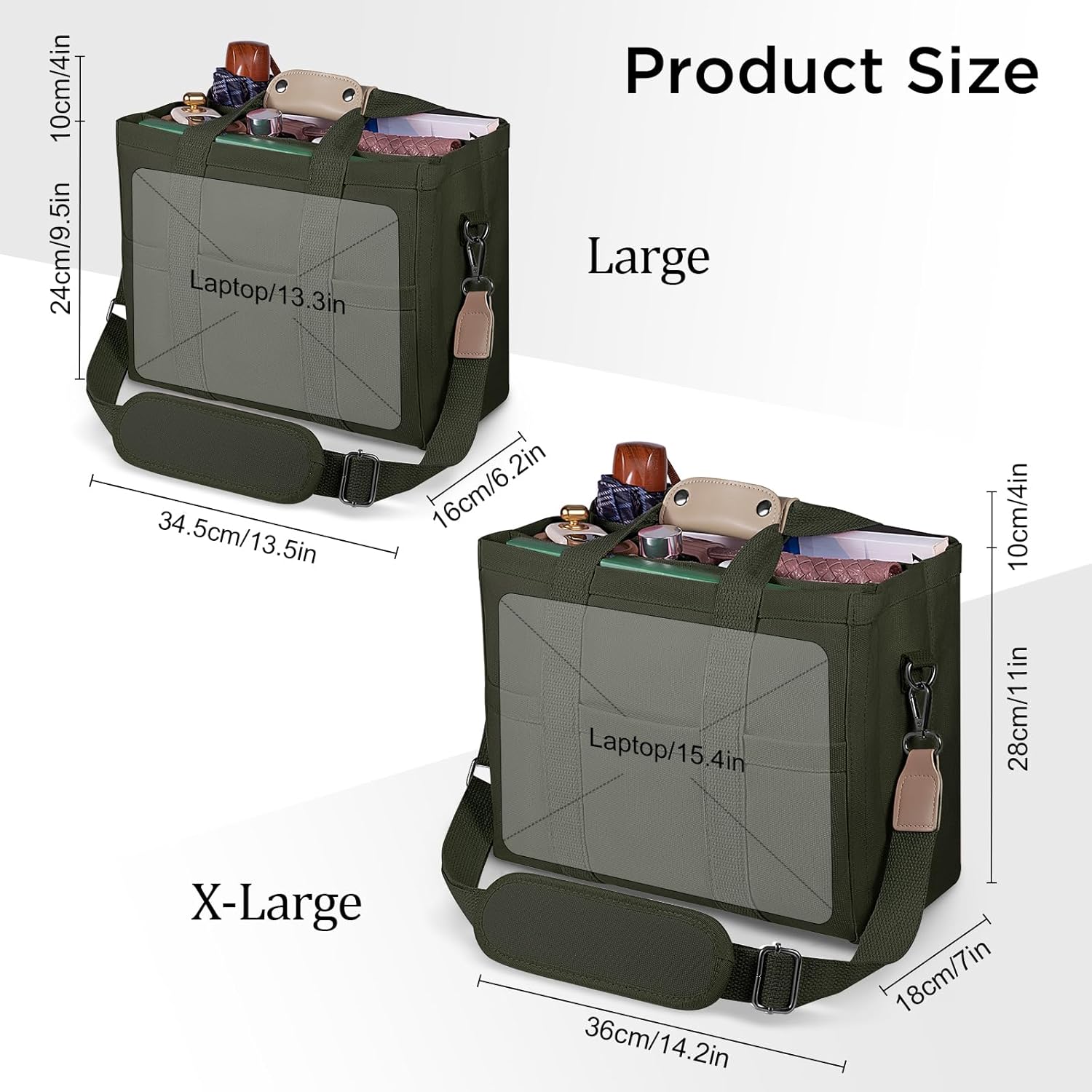 Canvas Tote Bag with Multi Pockets Crossbody Tote Bag for Women Bible Handbag Everything Tote Bags with Compartments - Image 6