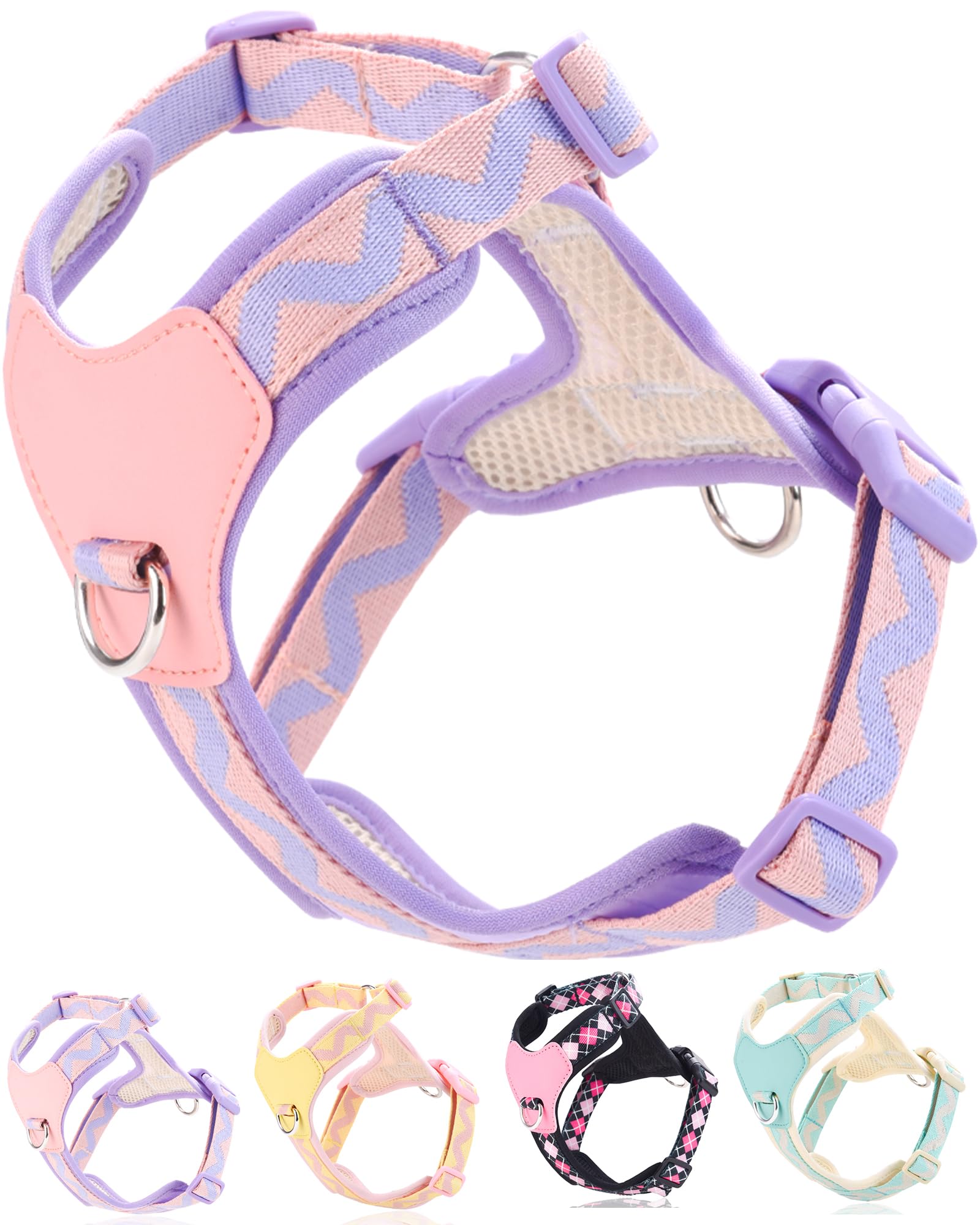 Petank Purple Medium Dog Harness for Medium Dogs, No Pull Dog Harness with 2 Leash Clips, Puppy Harness, Adjustable Dog Vest Harness (Purple, M)
