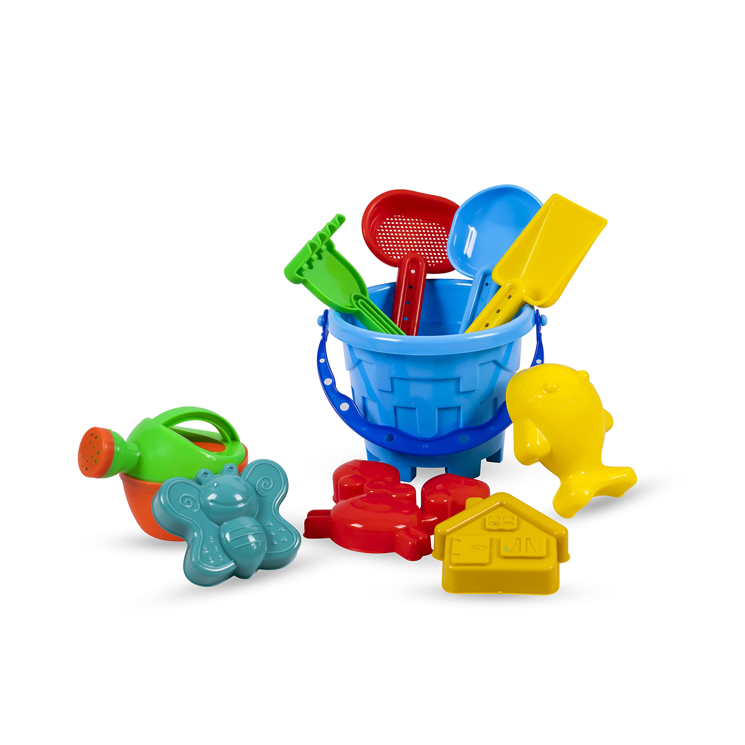 HS ENTERPRISE Garden Beach Toys Set For Kids Indian Made 10 Pcs Comfort Material Sandpit Bucket Animal Mould Beach Shovel Spade Etc Tool Kit Beach Art Learning Toys, Multi