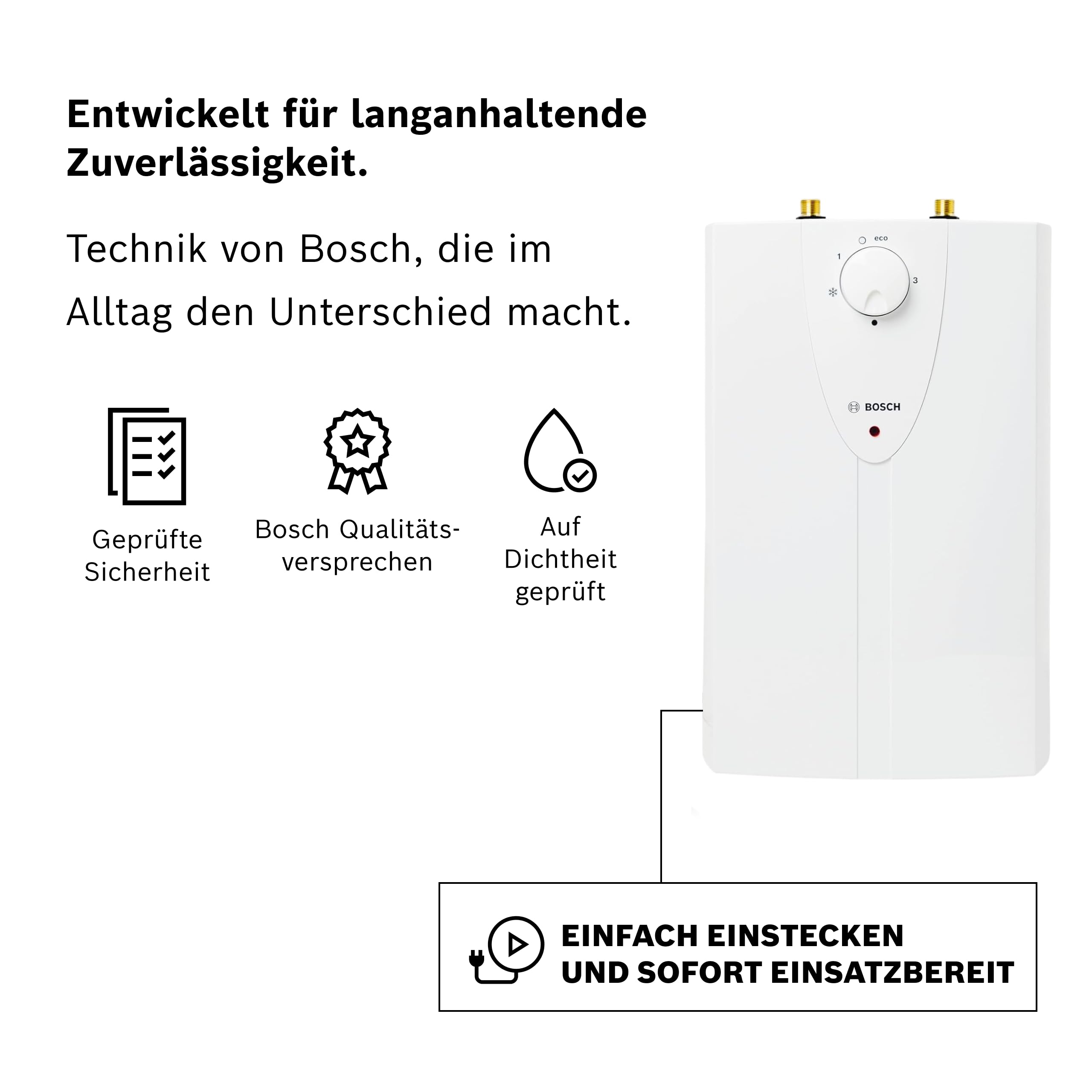 Bosch Elektrischer Kleinspeicher Tronic 1500 TO - Energieklasse A, 230V, 5 Liter Kapazität - Unter-/ Übertischgerät, Stufenlose Temperatureinstellung - Weiß