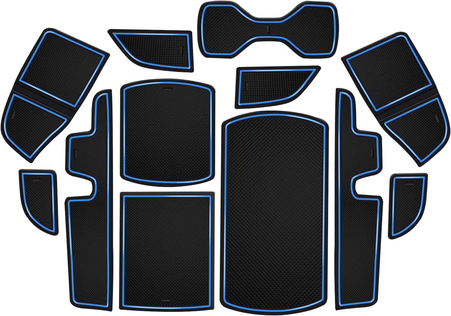Premium Liner Mat Accessories Compatible with Honda Accord 2022 2021 2020 2019 2018 Custom Fit Cup Holder, Door Pocket and Center Console Inserts (Blue Trim, 12-PCS)