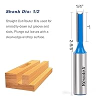 Vista 4 de Newdeli - Juego de 3 brocas rectas de corte recto, 3 brocas rectas de doble flauta de 1/2 con fresadora de madera dada recta con 1/4 pulgadas, 3/8