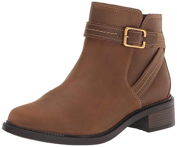 Clarks Women's Maye Ankle Boot - 4.5 UK - Dark Tan Leather