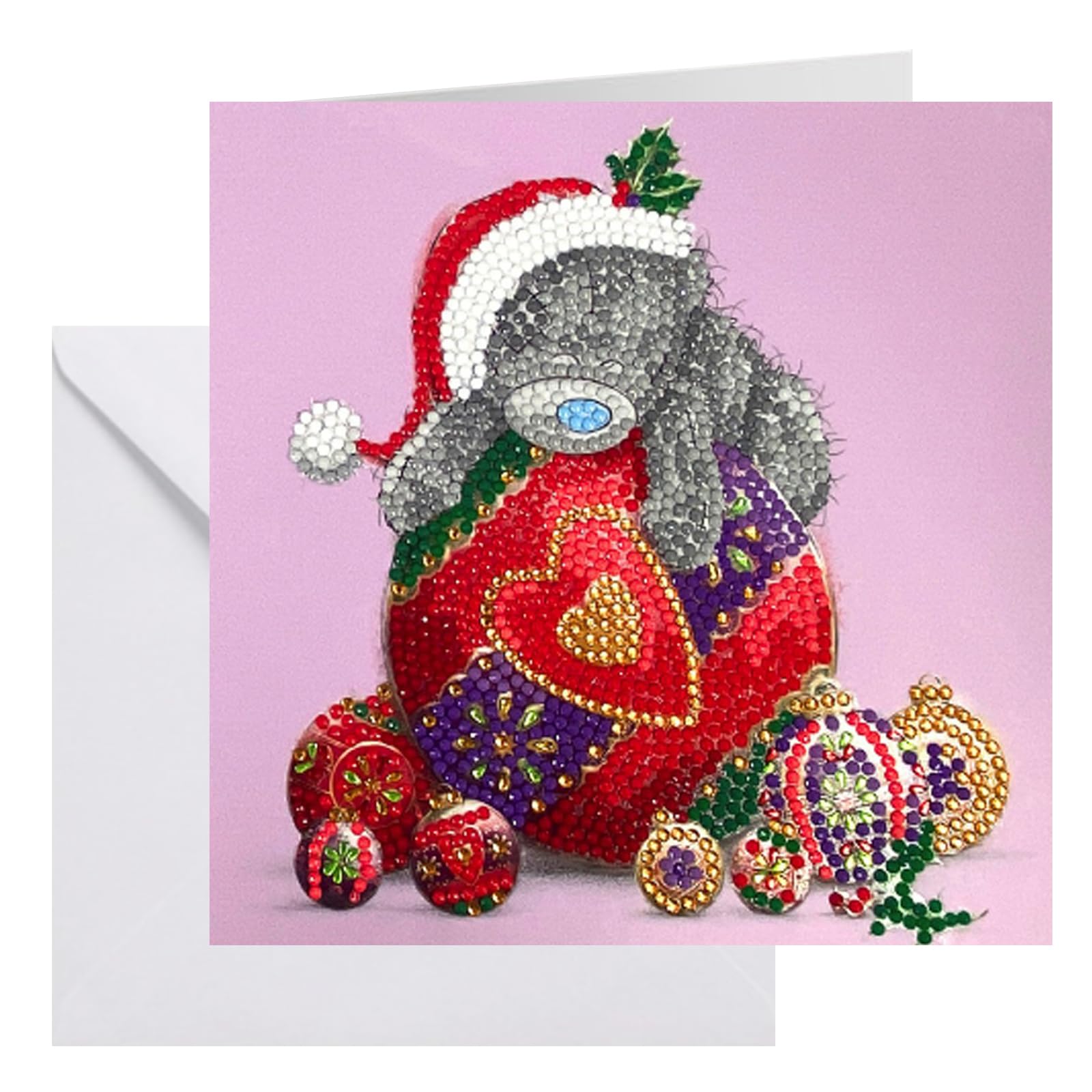 CRYSTAL ART Bauble Bliss Tatty Teddy Card 18x18cm