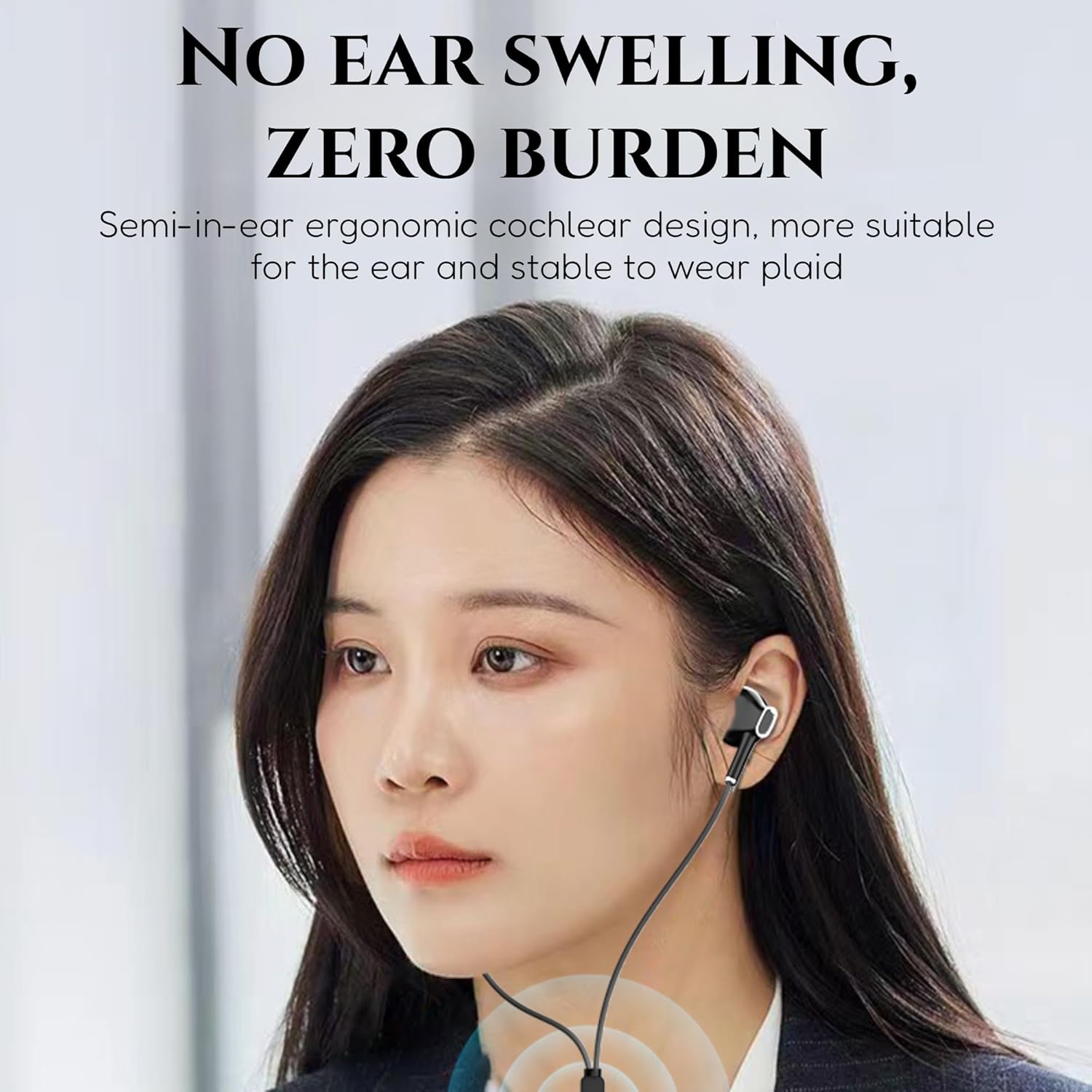 Wired Earphones 10mm Dynamic Driver Hi-Fi Sound in-Ear Headphones with Microphone Noise Isolating Ergonomic Design TPU Cable for Sports Gaming Home