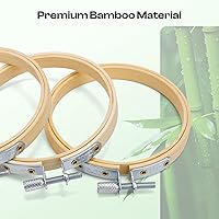 Vista 5 de Caydo 6 piezas de aro de bordado de 3 pulgadas con tornillo de metal, juego de aros de bordado pequeños, anillo de aro de punto de cruz de bambú