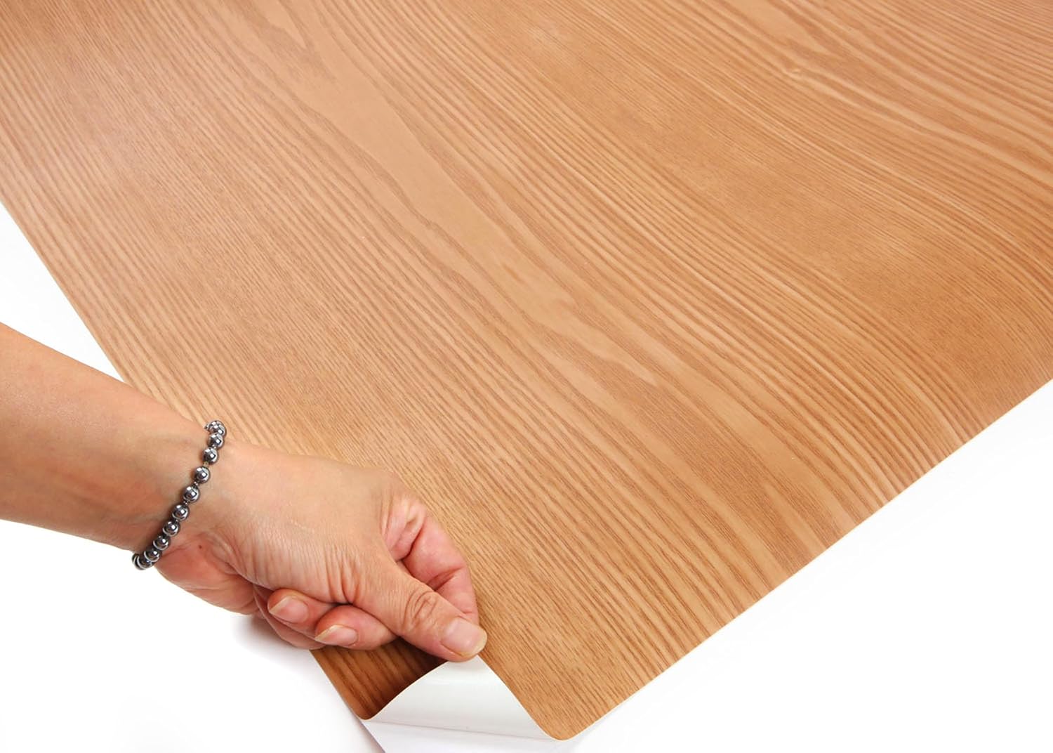 ROSEROSA Peel and Stick Faux Oak Wood Architectural Film Self-Adhesive Vinyl Film Wallpaper Door Wrap Counter Top Border Mirror Molding Trim WD225