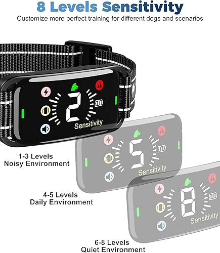 Miniatura 5 de BEESHOP - Collar antiladridos recargable para perros grandes, medianos y pequeños, collar de entrenamiento inteligente antiladridos con 8