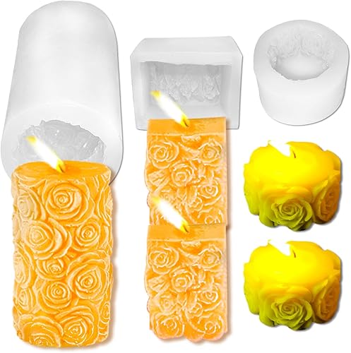 Miniatura 8 de Acxydm 3 moldes de silicona para el día de San Valentín, molde grande para velas de pilar y moldes de flores, moldes de silicona para velas de rosa,