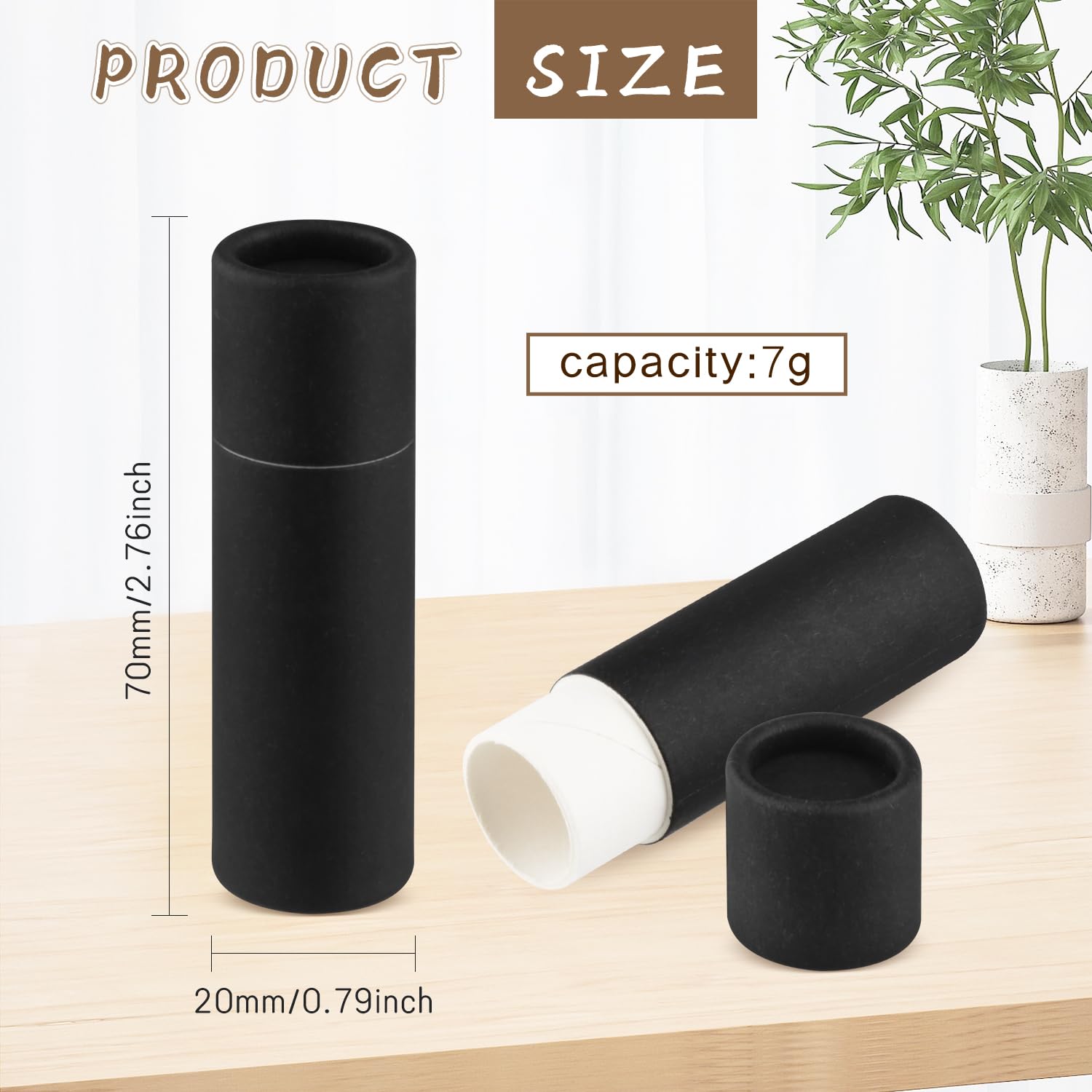 25 recipientes vacíos de papel kraft negro de 7 g, recipientes redondos de cartón para pintalabios de perfume sólido, ungüento, desodorante, loción, muestra