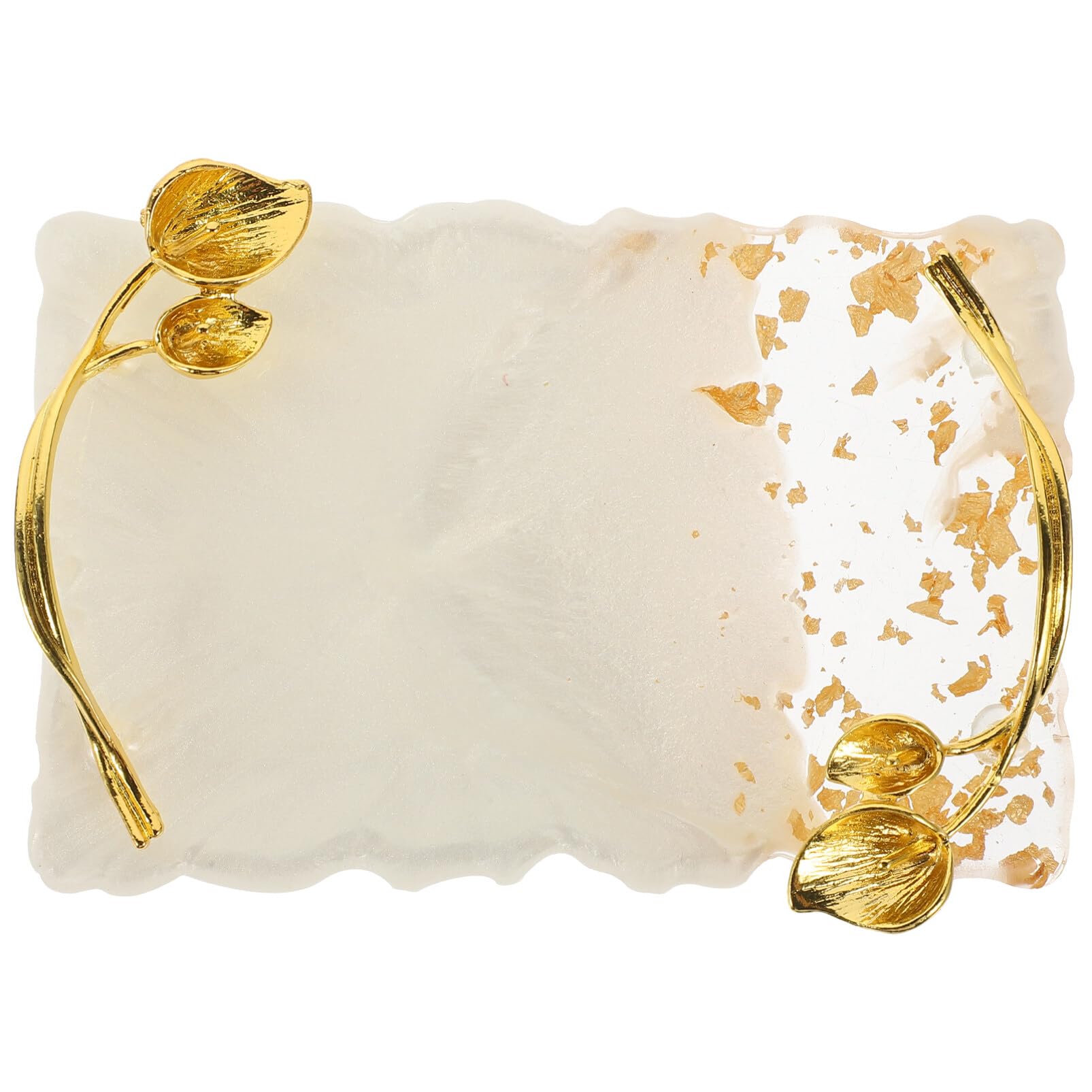 Beaupretty Nail Art Palette Resin Fake Nail Display Tray Nail Color Mixing Board with Leaves Handle Cosmetic Mixing Tool Nail Supplies White