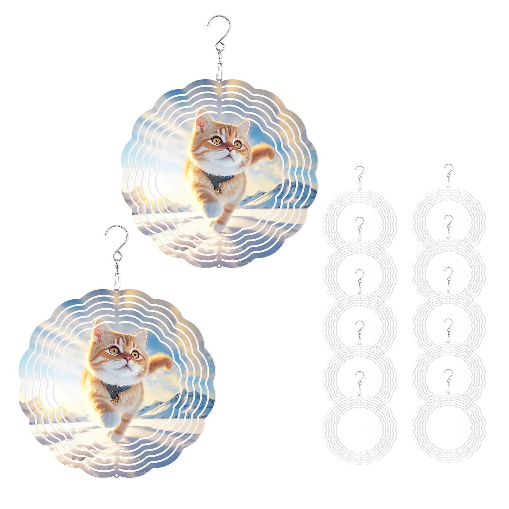 Hndhbfgrt 12Pack 8Inch Sublimation Wind Spinner Blanks 3D Wind Spinners Hanging Wind Spinners for Indoor Outdoor Garden Decoration