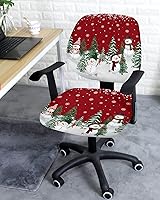 Vista 3 de Fundas para silla de oficina de Navidad de 2 piezas, fundas elásticas para silla de computadora, fundas universales giratorias para sillas