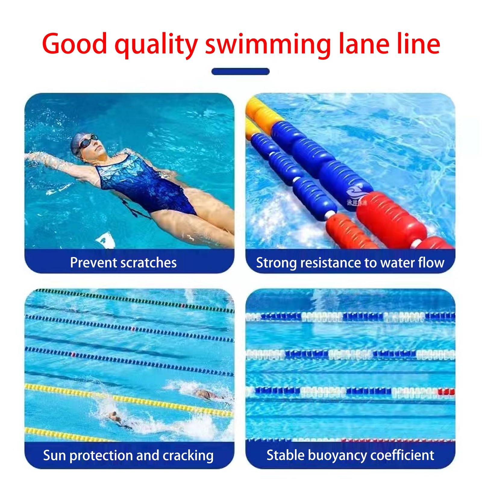 Cuerda de seguridad para piscina,flotadores de cuerda para piscina para dividir la piscina,cuerda divisoria de seguridad para piscina y línea de flotación,flotadores divisores de carril de piscina(Dia