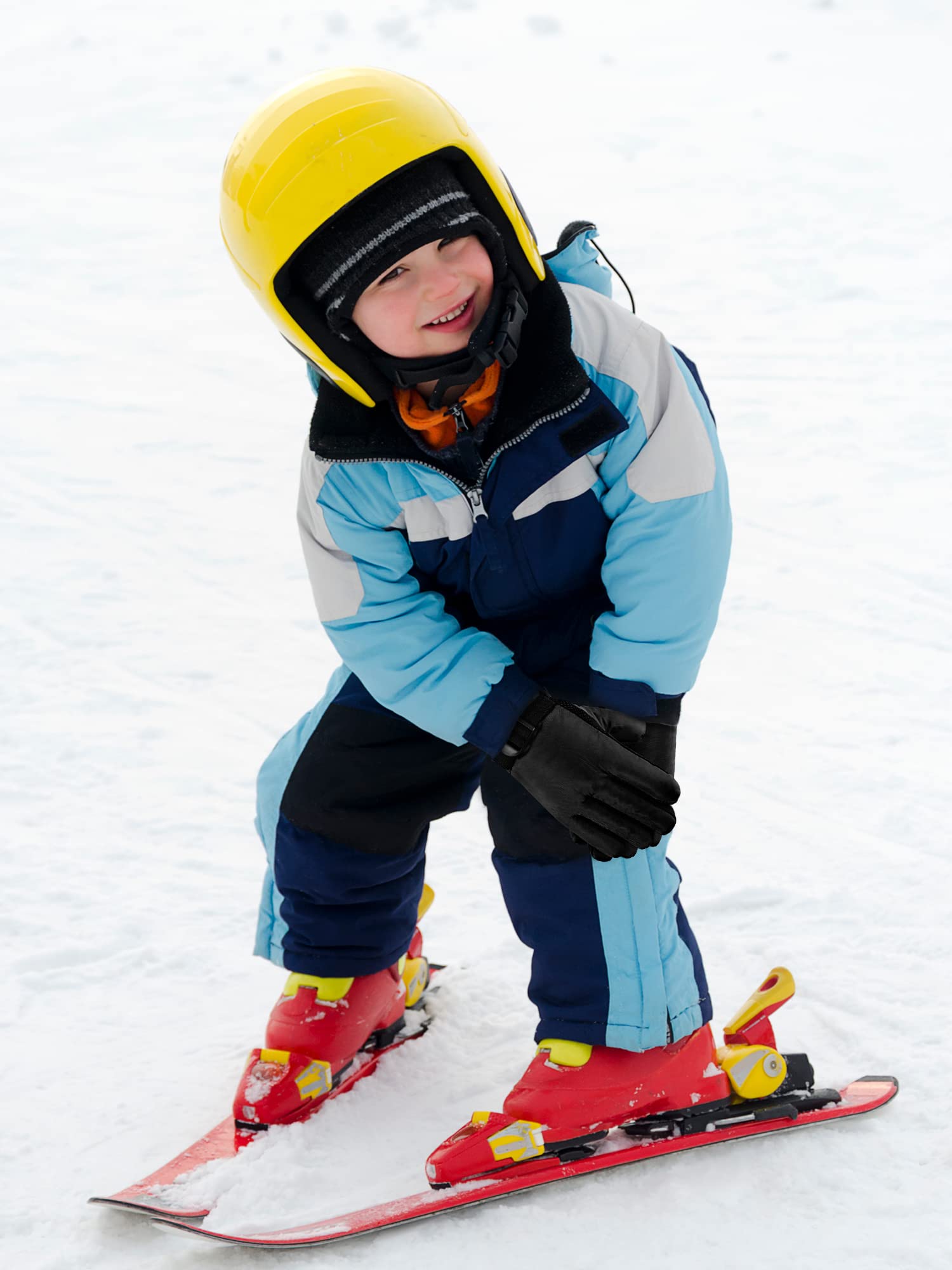 Boyiee 12 Paar Ski Handschuhe Winter Handschuhe Schnee Handschuhe wasserdichte Handschuhe für Kinder (Schwarz, 8-12 Jahre)