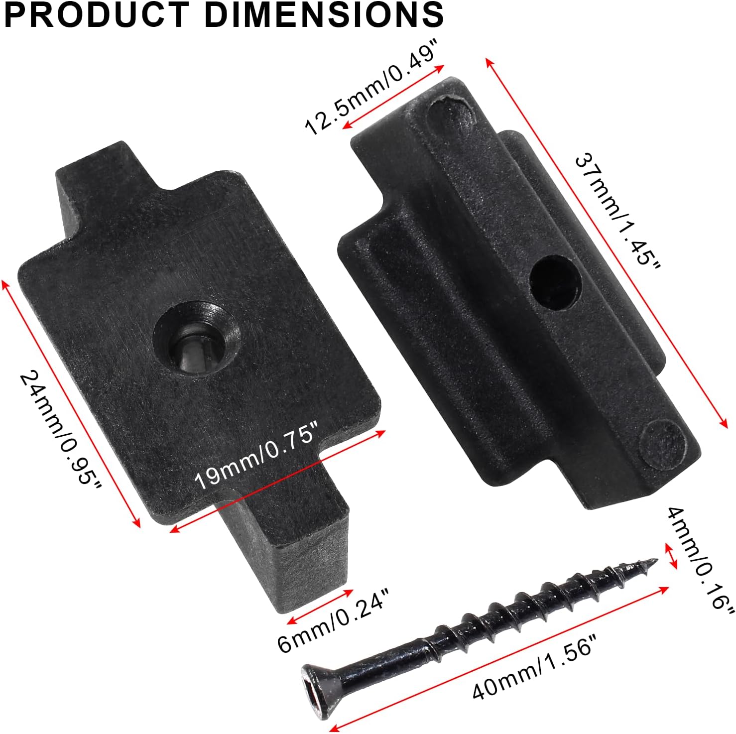 100Pcs Hidden Fasteners Clips for Deck Fastening, Black Nylon Plastic T Clips with Metal Screws for Composite Decking Boards Universal Deck Fastener Clips System