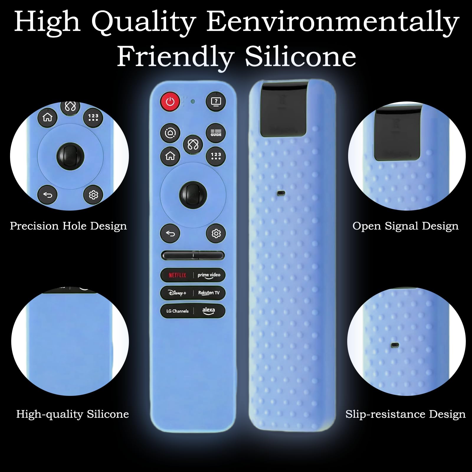 Gavyqier 1PC Silicone Protective Controller Sleeve Compatible with 2025 LG OLED TV Series,Remote Cover for LG MR25GA Magic Glow Blue - 3