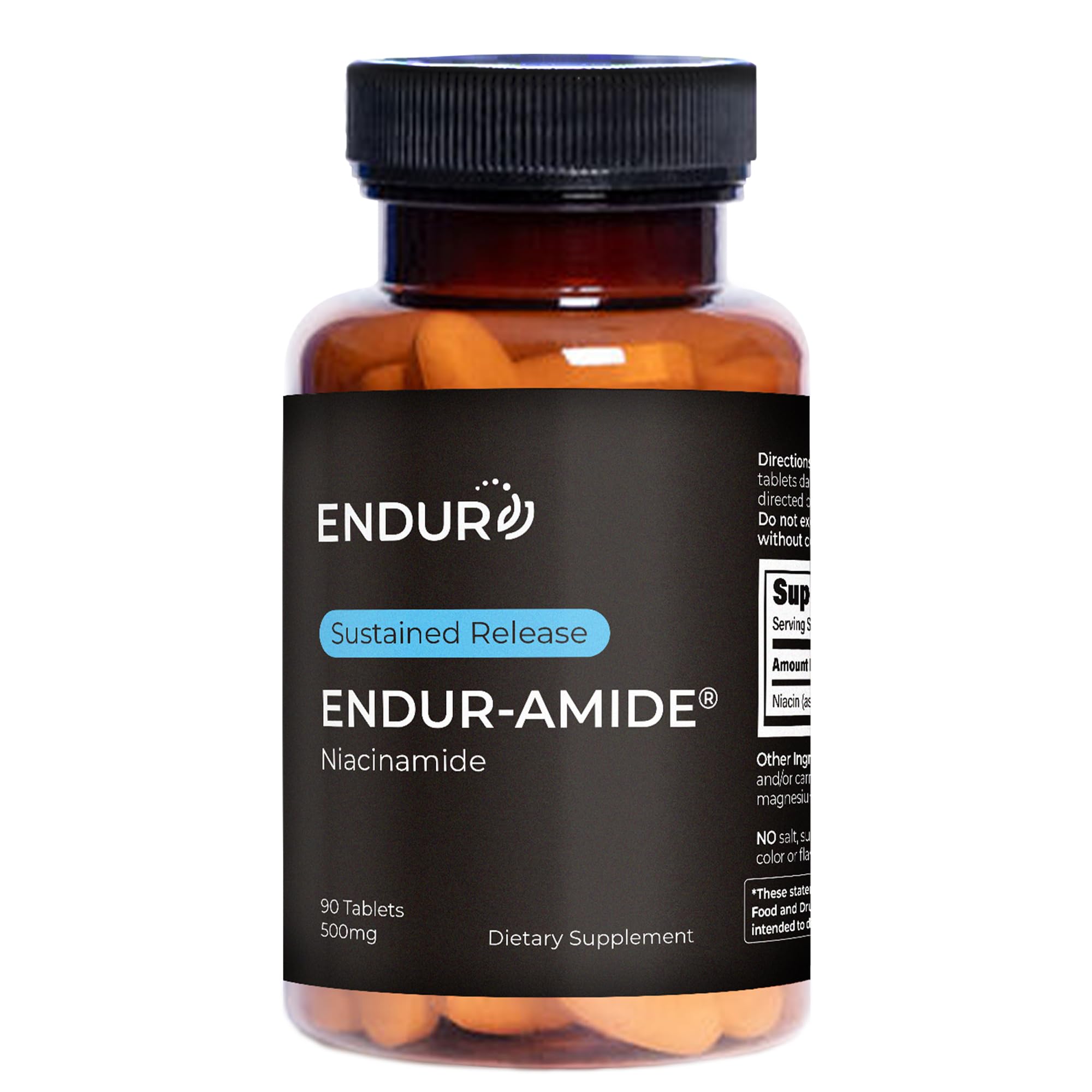 ENDUR-AMIDE Supplement, Helps Support Healthy Aging & Cellular Wellness, Helps Maintain Skin & Whole Body Health, Gluten Free, 500mg (90 Tablets)
