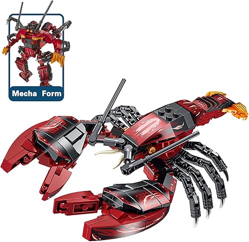 Neomoner Bloques de construcción de animales del océano juego de juguetes de construcción de criaturas del mar profundo para niños y niñas langosta