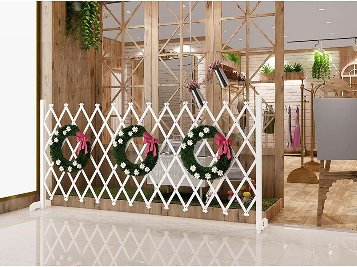 犬用フェンス ガーデンフェンススクリーン - 厚みのある伸縮式木製フェンス、屋外登山植物用トレリス、動物バリアフェンス、モバイルフェ