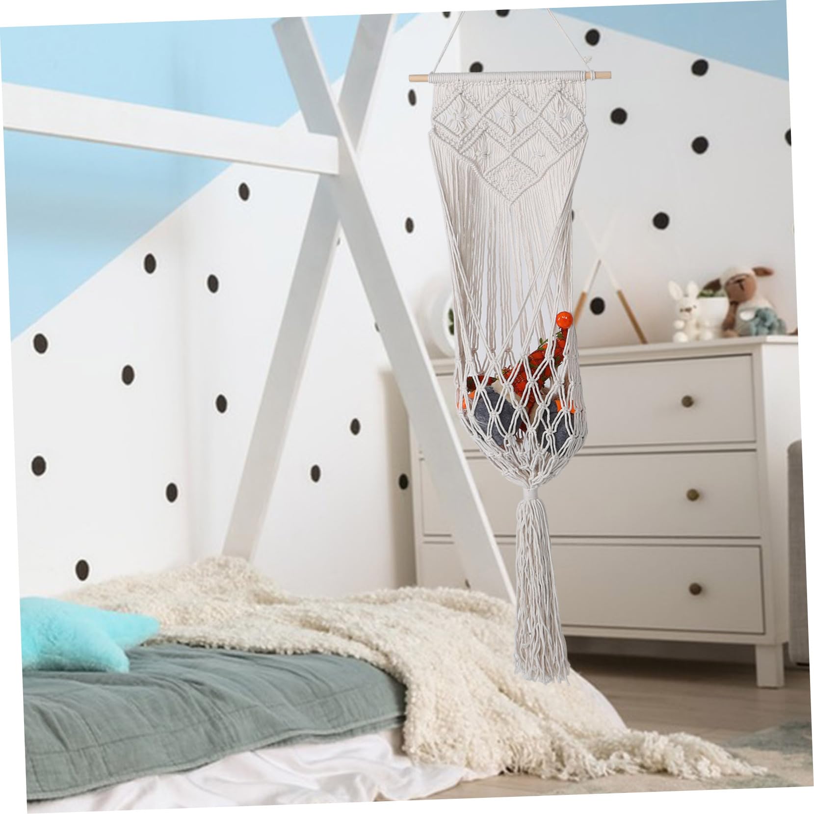 Spielzeug-organizer Für Kinder Aufbewahrungsnetz Für Stofftiere Makramee-display Für Kinderzimmer Organizer Tür