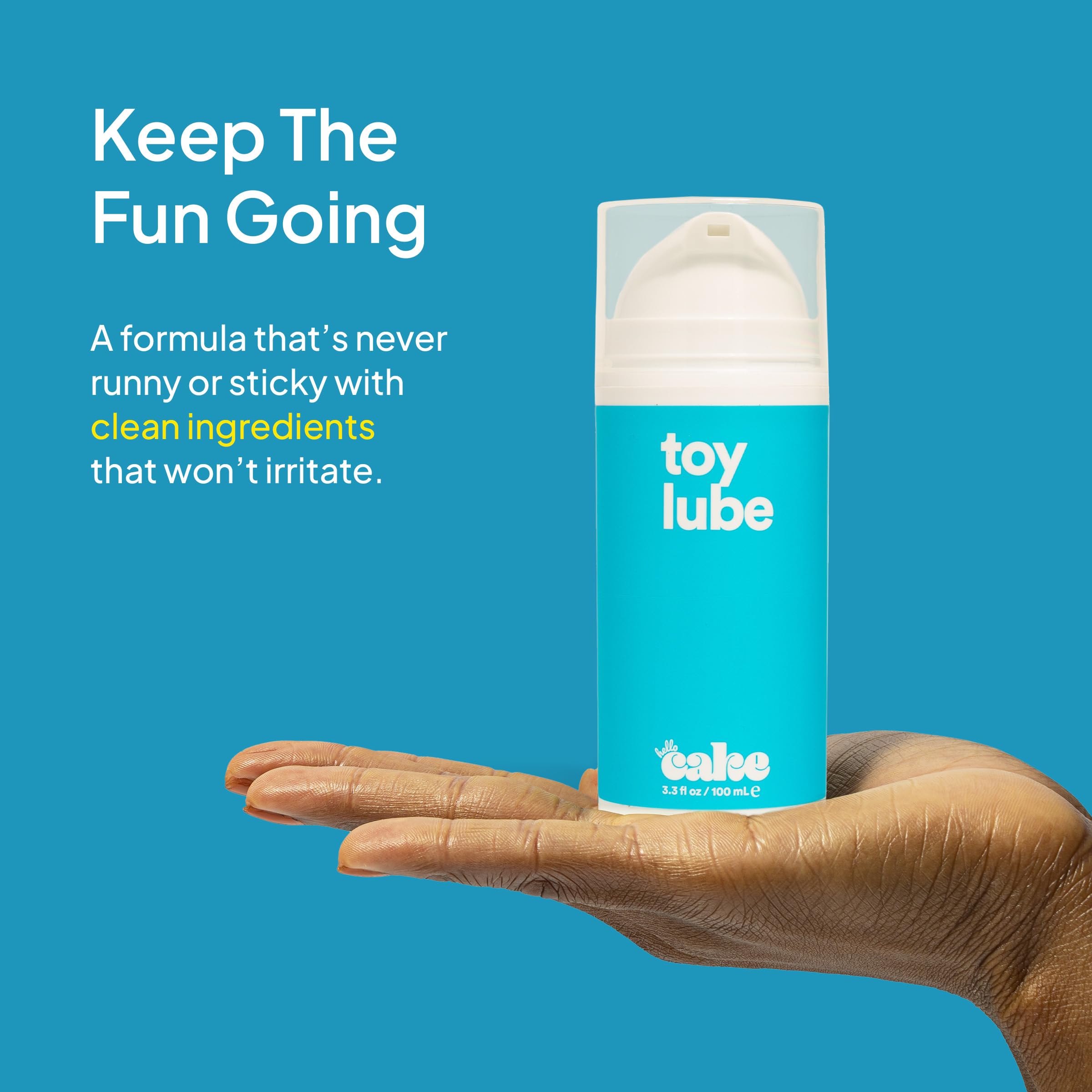Hello Cake Toy Lube, Adult Toy Friendly, Thick Non-Drip Jelly Water-Based Personal Lubricant for Men, Women, and Couples, 3.3 fl oz