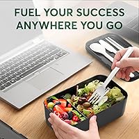 Vista 33 de Umami Bento Lunch Box for Men & Women, Black Lotus, 68 oz