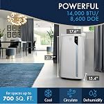 De'Longhi Portable Air Conditioner 14,000 BTU,cool extra large rooms up to 700 sq ft UV-C technology,motorized airflow,quiet,remote, AC Unit, window venting kit,EX390UVCARE, White