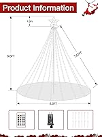 Vista 8 de Luces de árbol de Navidad para exteriores, 340 luces LED de decoración de Navidad con estrella superior, luz de Navidad impermeable IP67 con 16