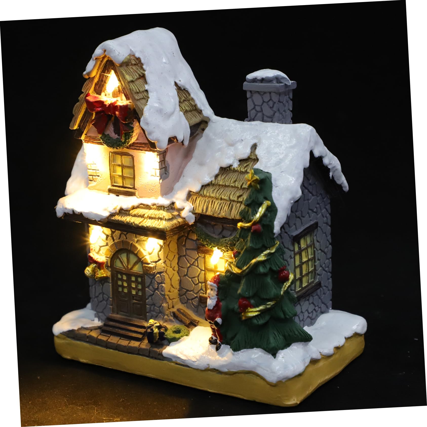 Casa Luminosa de Navidad de Resina Diseño Delicado en Forma de Casa para Adorno Navideño en Ventanas y Oficinas Generando Ambiente Festivo