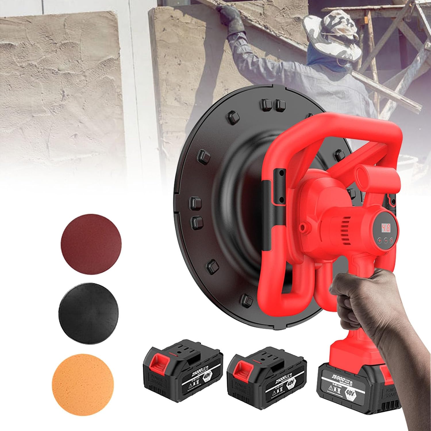 Cordless Electric Trowel for Concrete Cement Mortar Plastering,Concrete Paddle Wall Smoothing Machine Electric Wall Smoothing Machine, Cordless Polishing Machine, Concrete Trowel, Cement Wal