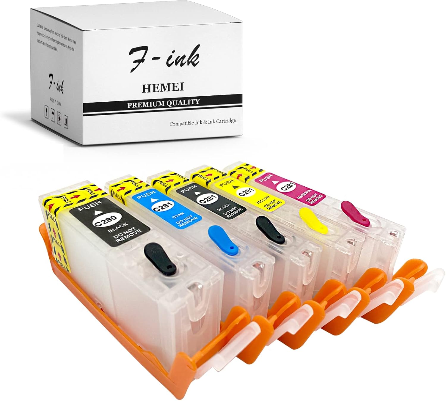 Fink 5 Colors Empty Refillable Ink Cartridges Replacement for Canon