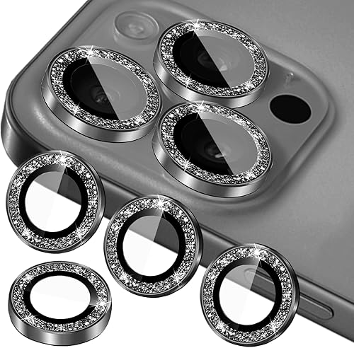 Protector de lente de cámara compatible con iPhone 12, 12 Mini y iPhone 12 Pro (paquete de 3 + 1) – Brillantina brillante, funda de cámara
