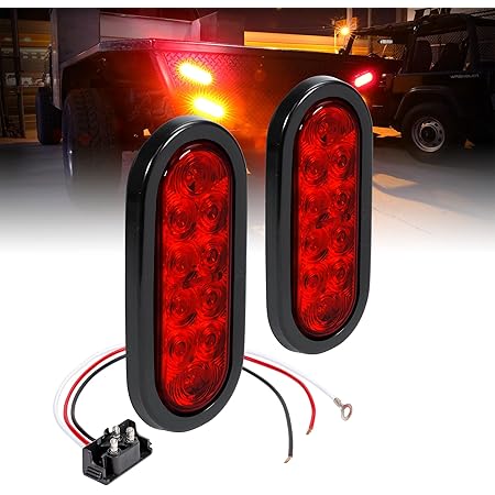 2 Red Oval 6 FLANGE SURFACE MOUNT LED Turn Stop Light Trailer Truck RV SCREW ON - Foto 9