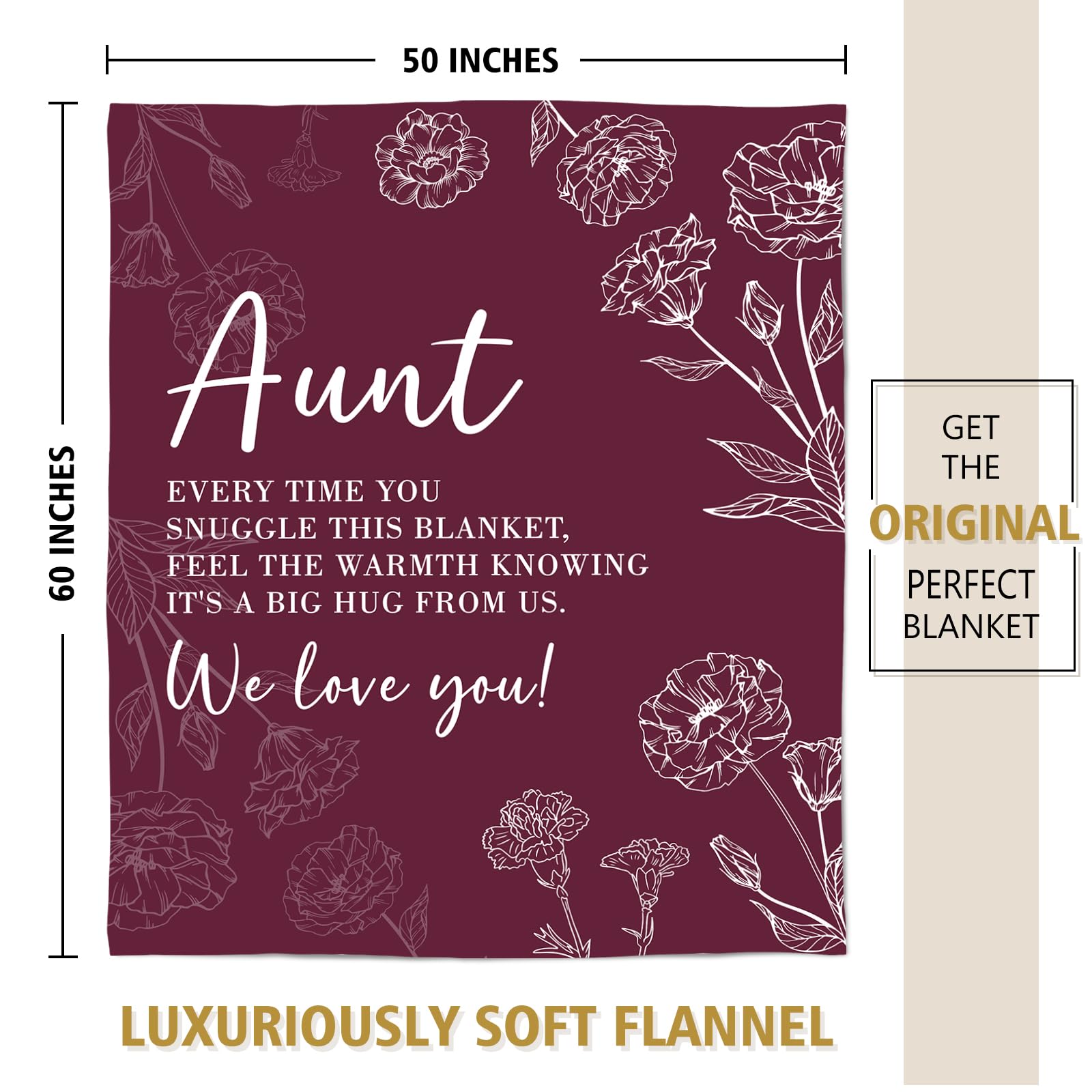 GiltGlimmer Aunt Gifts, Aunt Birthday Gifts, Auntie Gift Ideas, Gifts for Aunts from Niece Nephew, to My Aunts Throw Blanket 50" x 60", Burgundy