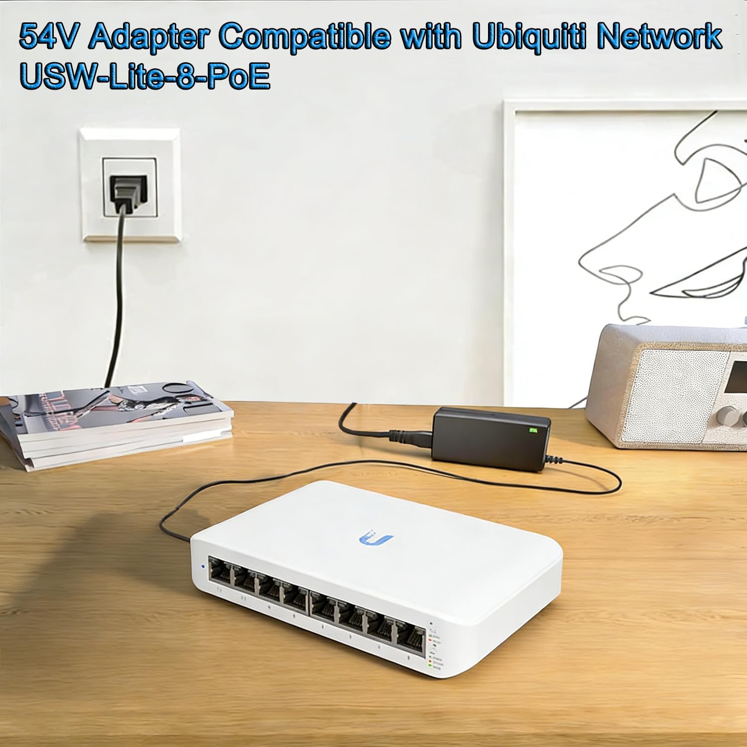54V AC/DC Adapter Compatible with Ubiquiti Network USW-Lite-8-PoE UniFi Lite 8 PoE 8-Port Gigabit Ethernet Switch 8 Port Layer 2 USW-Ultra-60W NY-PW0L2-05401100 NYPW0L205401100 Power Supply