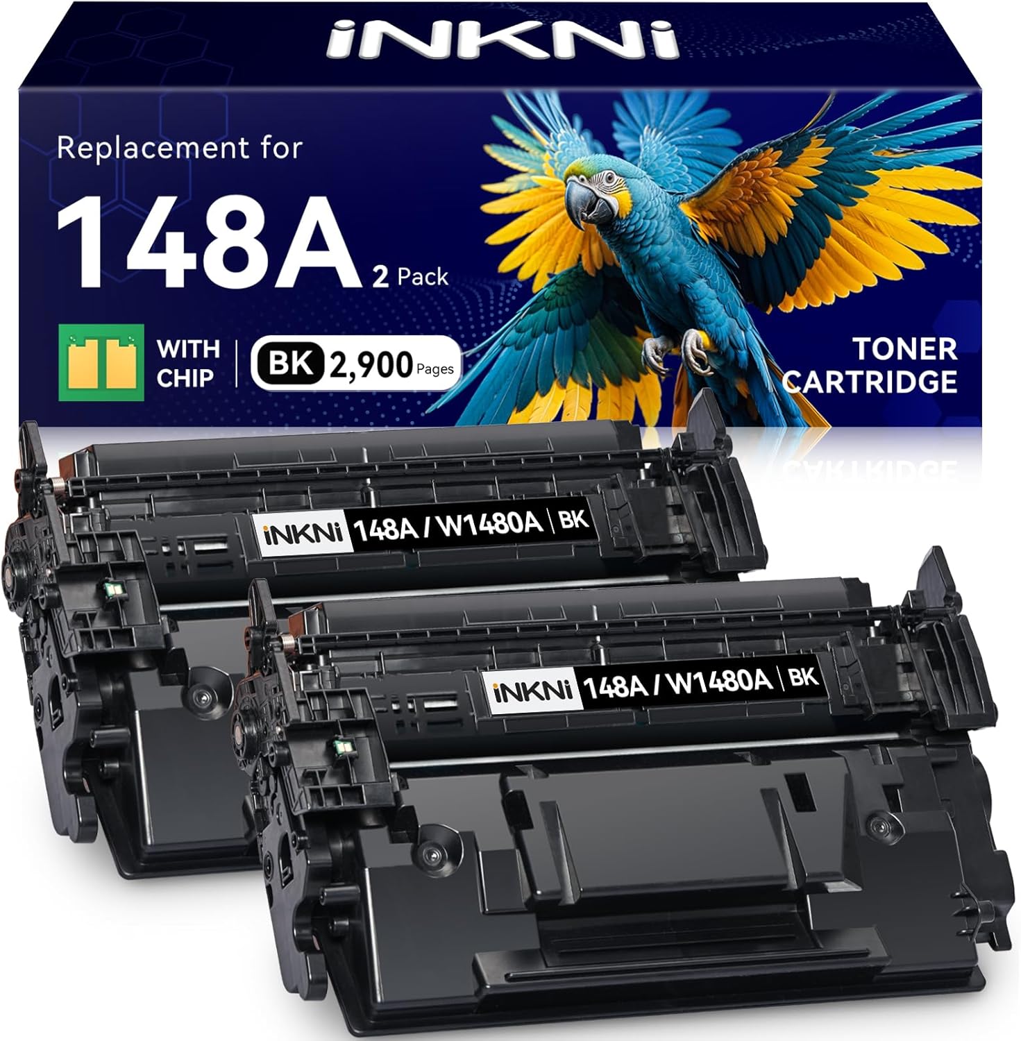 148A Toner Cartridge Black with Chip - Compatible Replacement for HP 148A 148X W1480A W1480X for HP LaserJet Pro MFP 4101fdw 4001dn 4001n 4101fdn 4001dw Printer High Yield for Office Work - 2 Pack