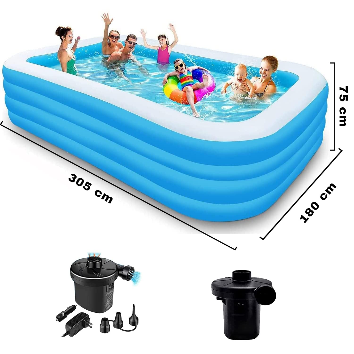 SYGA Family Inflatable Pool - Huge 3.05m Kiddie Tub -5
