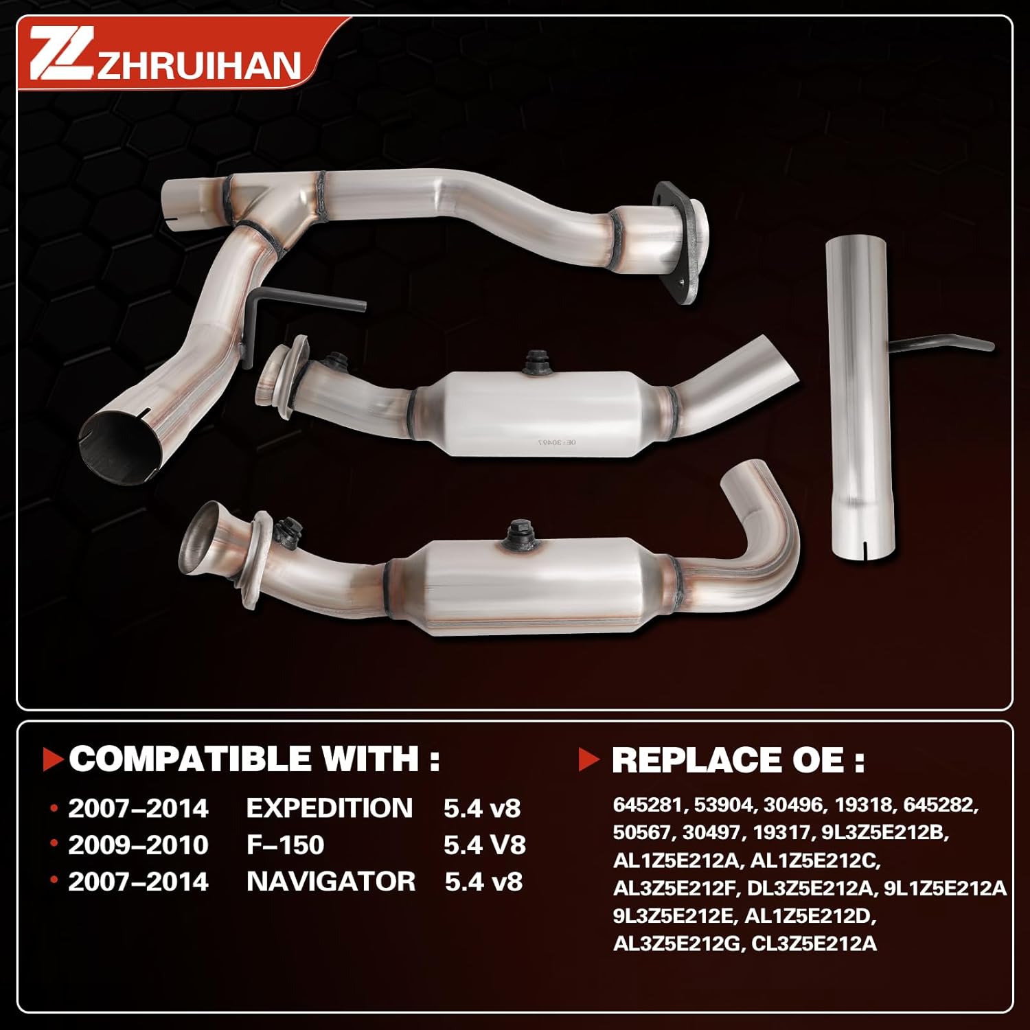 Left and Right 2-PC Catalytic Converter Kit Compatible with F-150 2009-2010 5.4L, Expedition 2007-2014 5.4L, Navigator 2007-2014 5.4L, Reference OE: 645281 53904 30496 19318, EPA Compliant