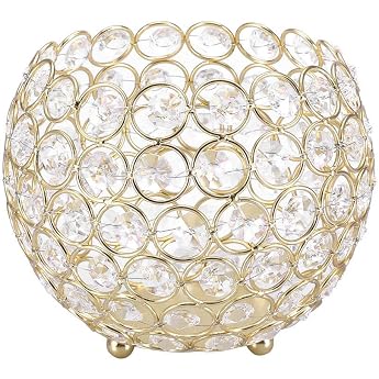 Crystal Tea Light Candle Holder Wedding Decoration Table Decoration Home Room Office Decoration Diameter 15 cm Gold